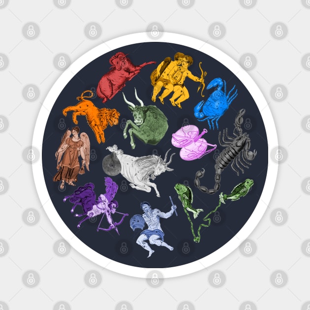 Zodiac Symbols ))(( Astrological Sign Constellation Design Magnet by darklordpug